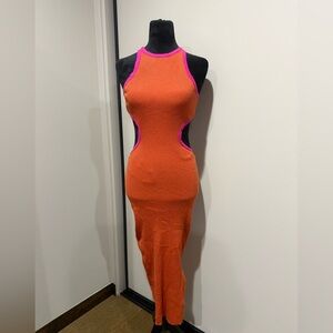 Elegant Backless Orange and Pink Dress